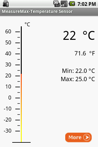 Temperature Sensor Thermometer - Image screenshot of android app