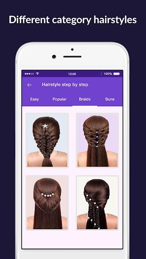 Hairstyles step by step easy, - Image screenshot of android app