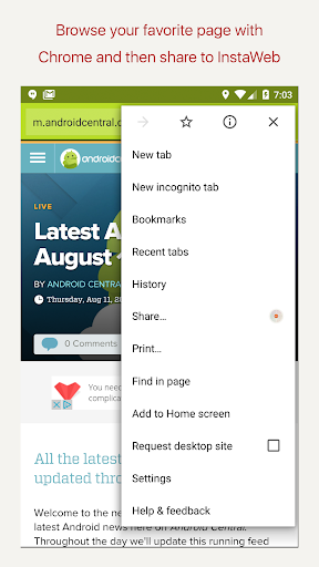 InstaWeb - Reader for Chrome - عکس برنامه موبایلی اندروید