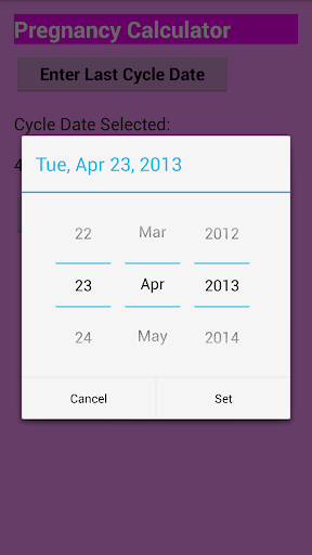 Pregnancy calculator - Image screenshot of android app