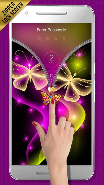 Butterfly Zipper Lock Screen - Image screenshot of android app