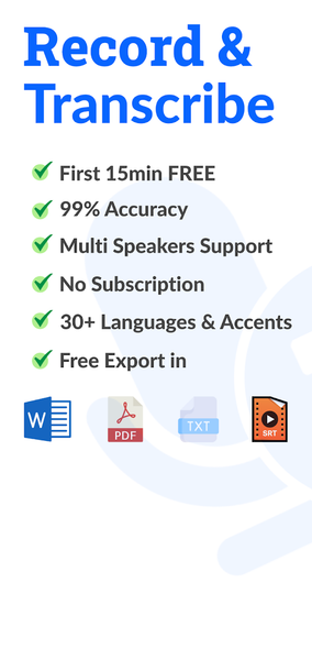 Transcribe Audio to Text - عکس برنامه موبایلی اندروید