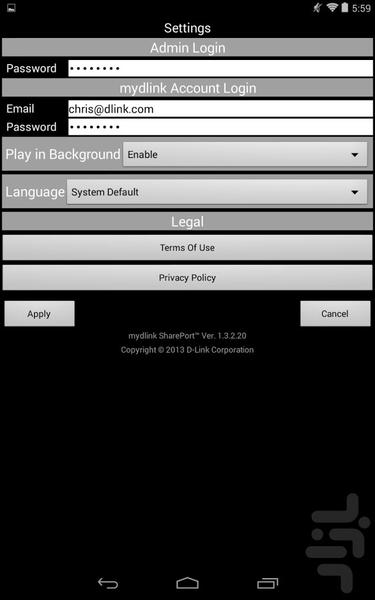 mydlink SharePort - Image screenshot of android app