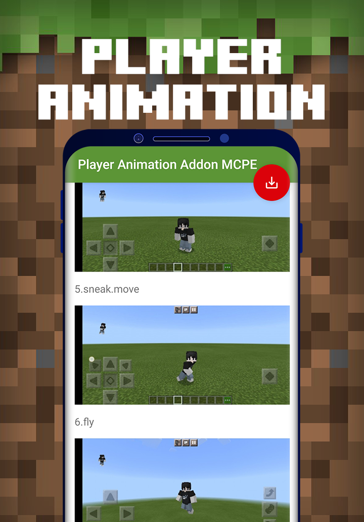 دانلود برنامه Player Animation Mod for MCPE. Animation for MCPE برای  اندروید