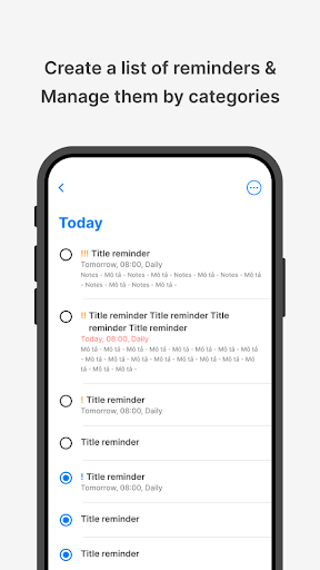 Reminder IOS 16 - Image screenshot of android app