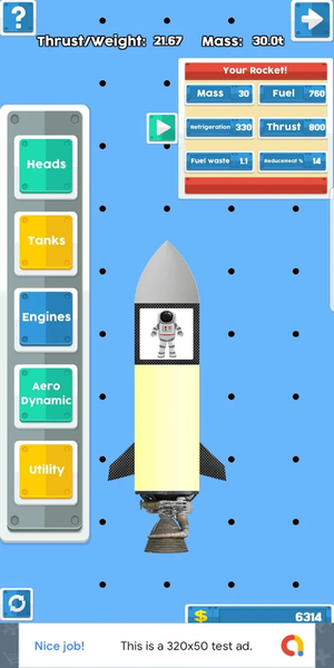 Rocket Creator & Flight Simula - Gameplay image of android game