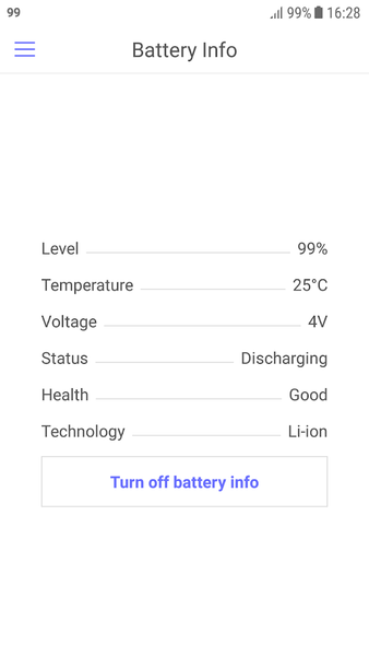 Show Battery Percentage - عکس برنامه موبایلی اندروید