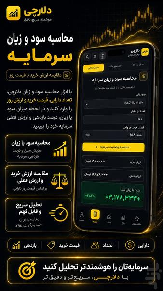 دلارچی: قیمت لحظه ای دلار، طلا و سکه - عکس برنامه موبایلی اندروید