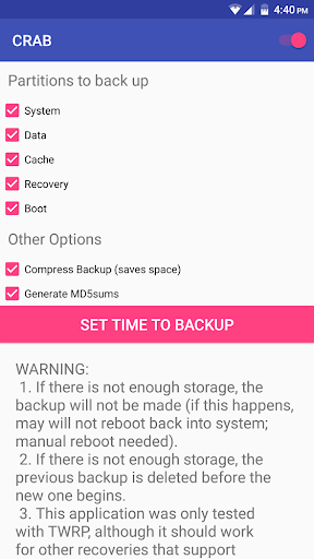 [ROOT] CRAB - Custom Recovery Auto Backup - Image screenshot of android app