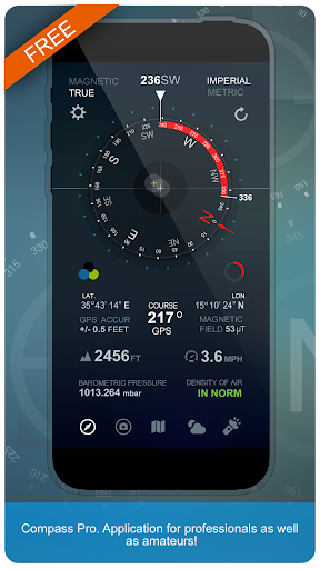 Compass Pro (Altitude, Speed Location, Weather) - عکس برنامه موبایلی اندروید