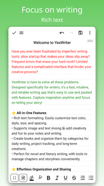 YesWriter - Writing, Notes - عکس برنامه موبایلی اندروید