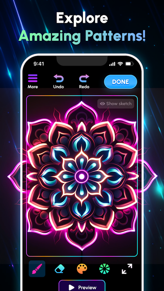 Glow Art Drawing - Doodle App - Image screenshot of android app