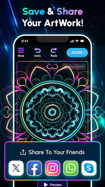 Glow Art Drawing - Doodle App - عکس برنامه موبایلی اندروید