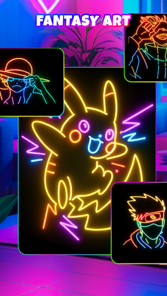 Neon Brush - Glow Draw & Paint - عکس برنامه موبایلی اندروید