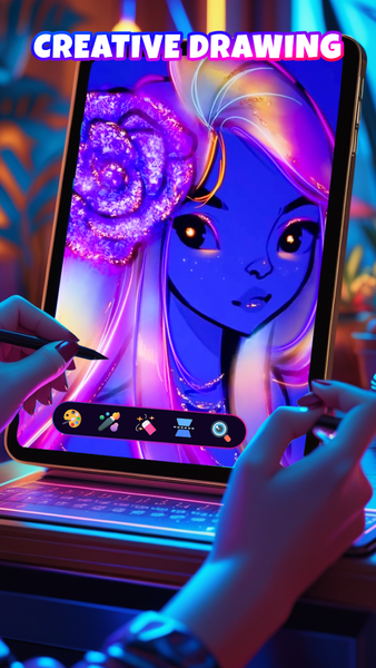 Neon Brush - Glow Draw & Paint - عکس برنامه موبایلی اندروید