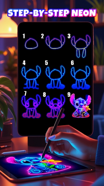 Neon Brush - Glow Draw & Paint - عکس برنامه موبایلی اندروید