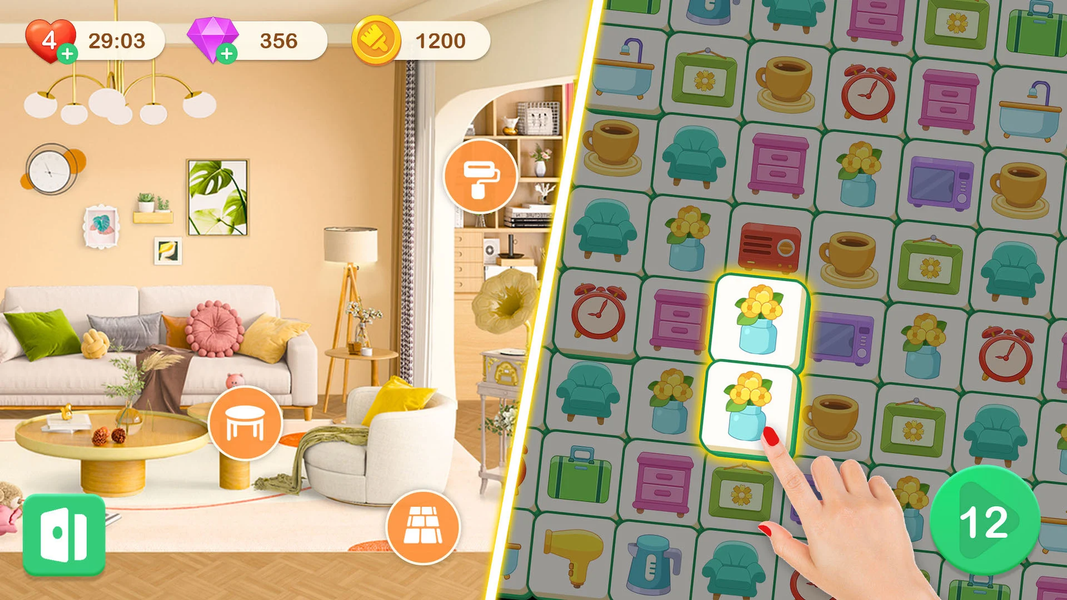 Dream House Design: Tile Match - Gameplay image of android game