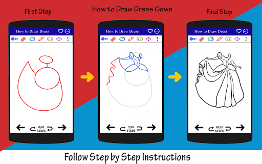 How to Draw Dress Step by Step - Image screenshot of android app