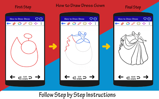 How to Draw Dress Step by Step - عکس برنامه موبایلی اندروید