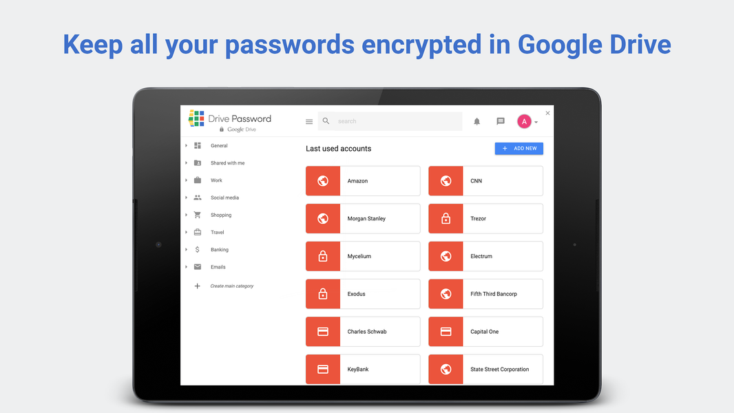 DrivePassword Password Manager - عکس برنامه موبایلی اندروید