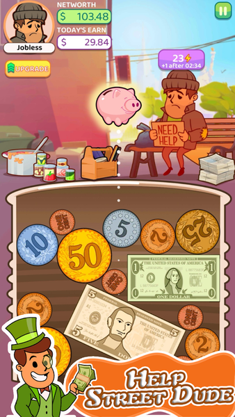 Begging or alms: Merge to Rich - Gameplay image of android game