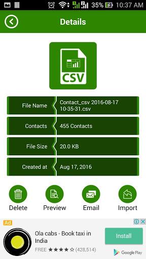 Contact Backup - عکس برنامه موبایلی اندروید