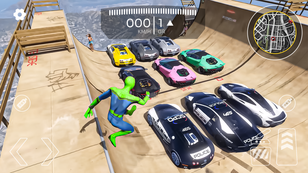Superhero Car Mega Ramp Jump V - Gameplay image of android game