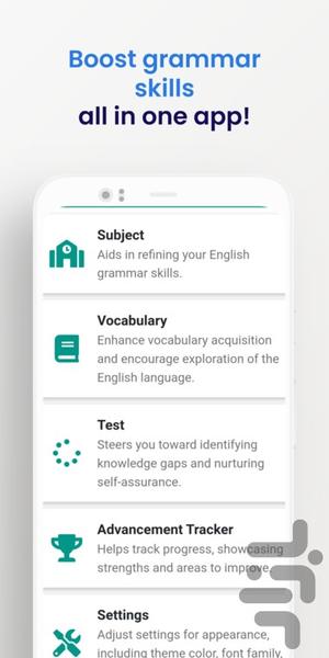 گرامر پرو: مبانی و آزمون‌ها - عکس برنامه موبایلی اندروید