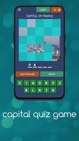 Capital quiz game - Gameplay image of android game