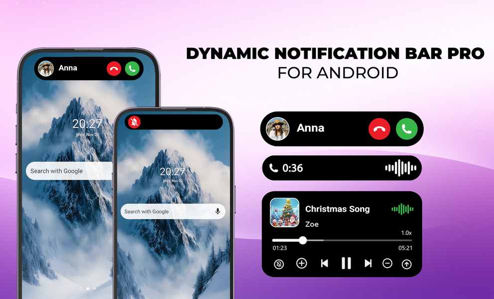 Dynamic Notification Bar Pro - عکس برنامه موبایلی اندروید