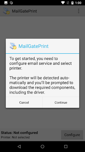 MailGatePrint - Email-based Print Server - Image screenshot of android app