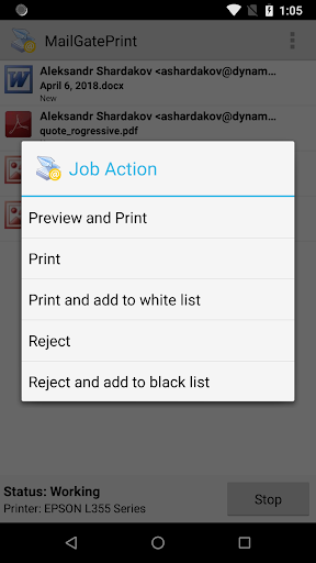 MailGatePrint - Email-based Print Server - عکس برنامه موبایلی اندروید