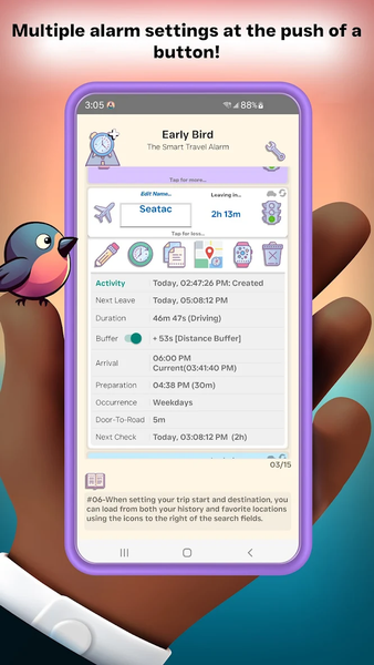 Early Bird: Smart Travel Alarm - عکس برنامه موبایلی اندروید