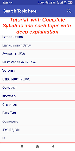 Java Programming App - Image screenshot of android app