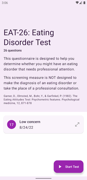 Eating Disorder Test - عکس برنامه موبایلی اندروید