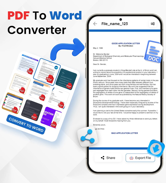 PDF to Word Converter - Docx - عکس برنامه موبایلی اندروید