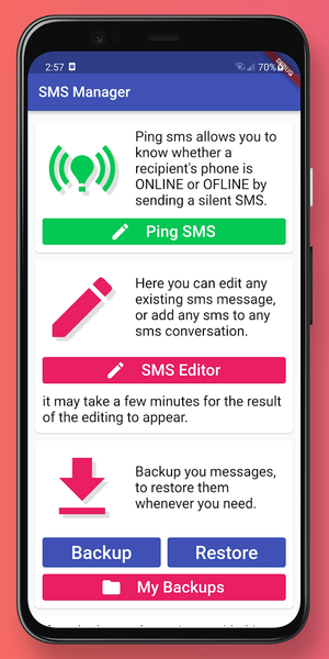 SMS Editor, Fake SMS, Backup - عکس برنامه موبایلی اندروید