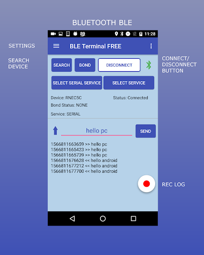BLE Terminal - Image screenshot of android app