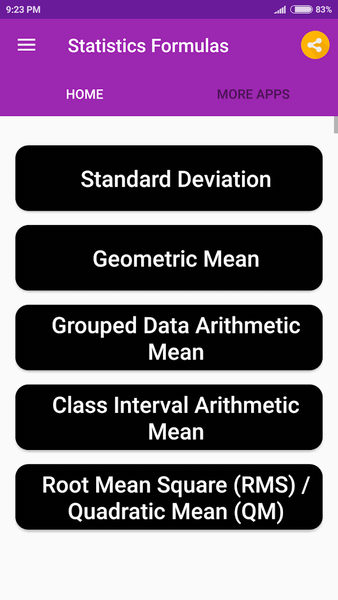 Statistics Formulas - عکس برنامه موبایلی اندروید