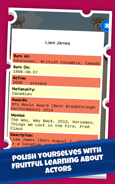 Actors Crossword Puzzle Game, - Gameplay image of android game