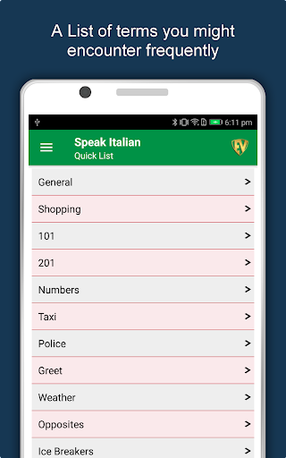 Learn Italian Language Offline - عکس برنامه موبایلی اندروید