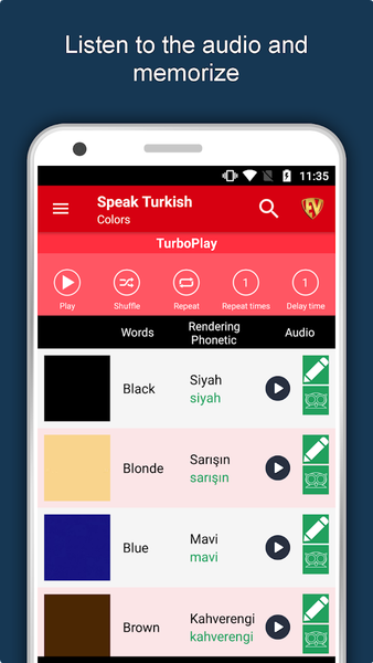 Learn Turkish Language Offline - عکس برنامه موبایلی اندروید