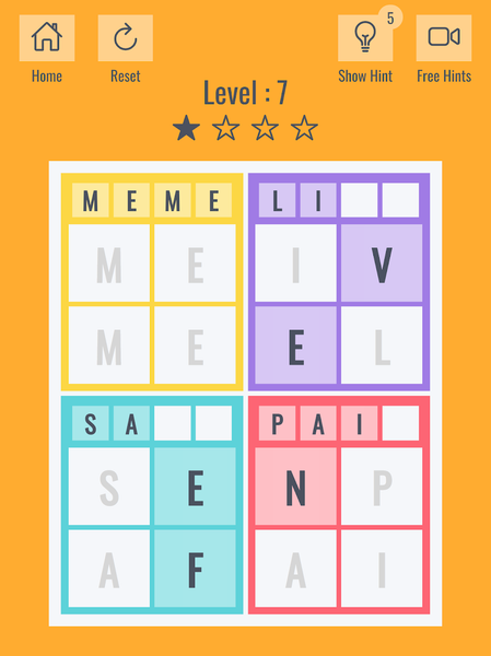 Brainy four: Four letter words - عکس بازی موبایلی اندروید