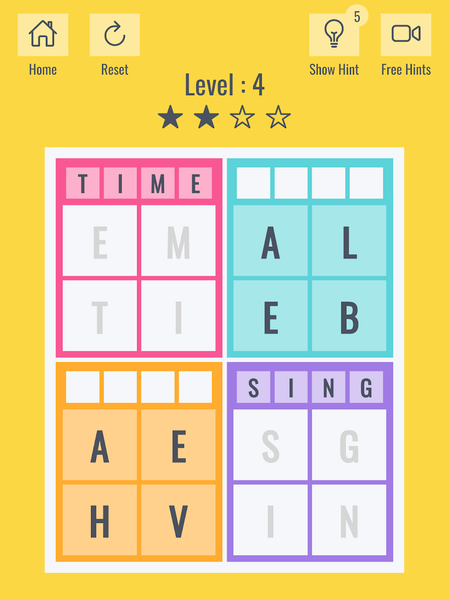 Brainy four: Four letter words - عکس بازی موبایلی اندروید