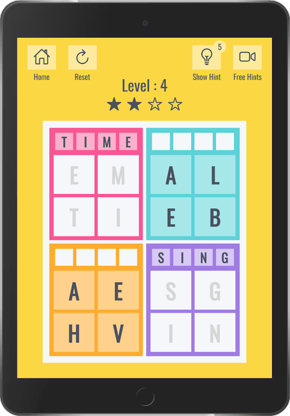 Brainy four: Four letter words - عکس بازی موبایلی اندروید
