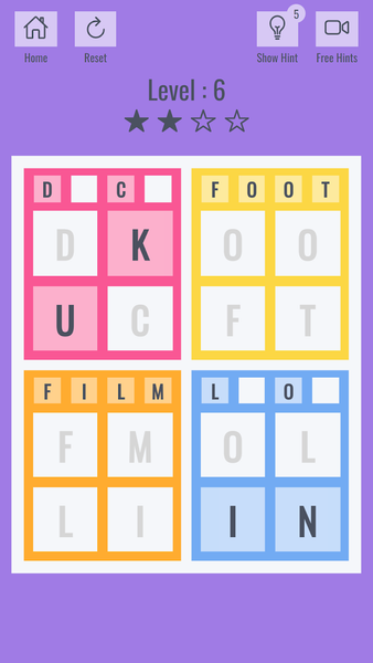 Brainy four: Four letter words - عکس بازی موبایلی اندروید