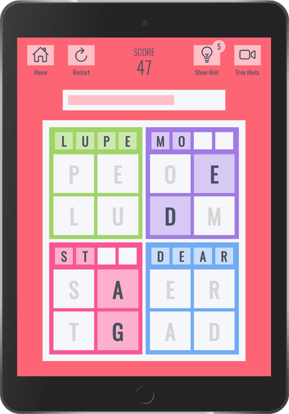 Brainy four: Four letter words - عکس بازی موبایلی اندروید