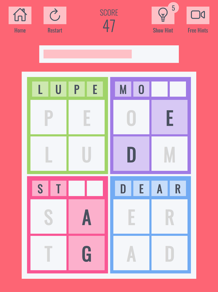 Brainy four: Four letter words - عکس بازی موبایلی اندروید