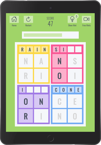 Brainy four: Four letter words - عکس بازی موبایلی اندروید