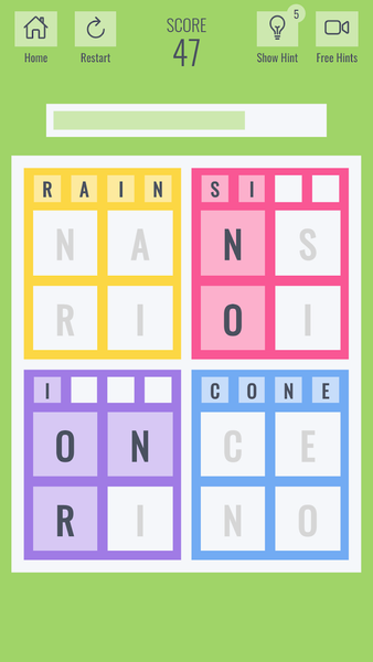 Brainy four: Four letter words - عکس بازی موبایلی اندروید